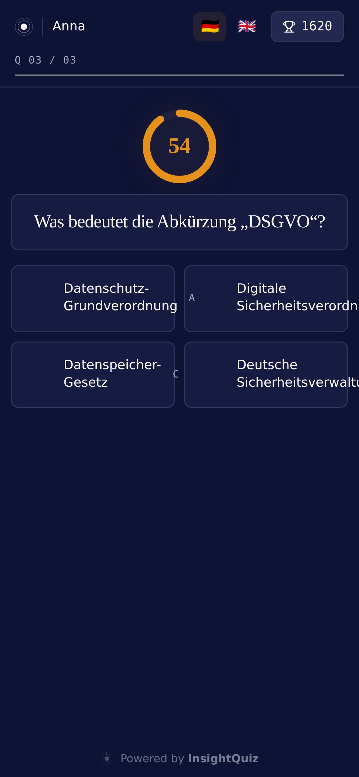 Live-Quiz Screenshot